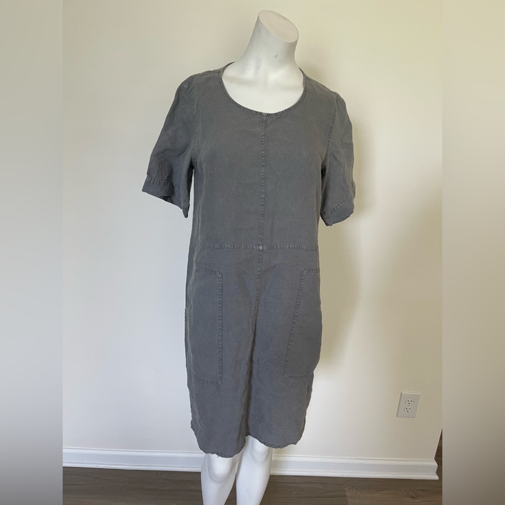 NWT WRAP London linen gray dress